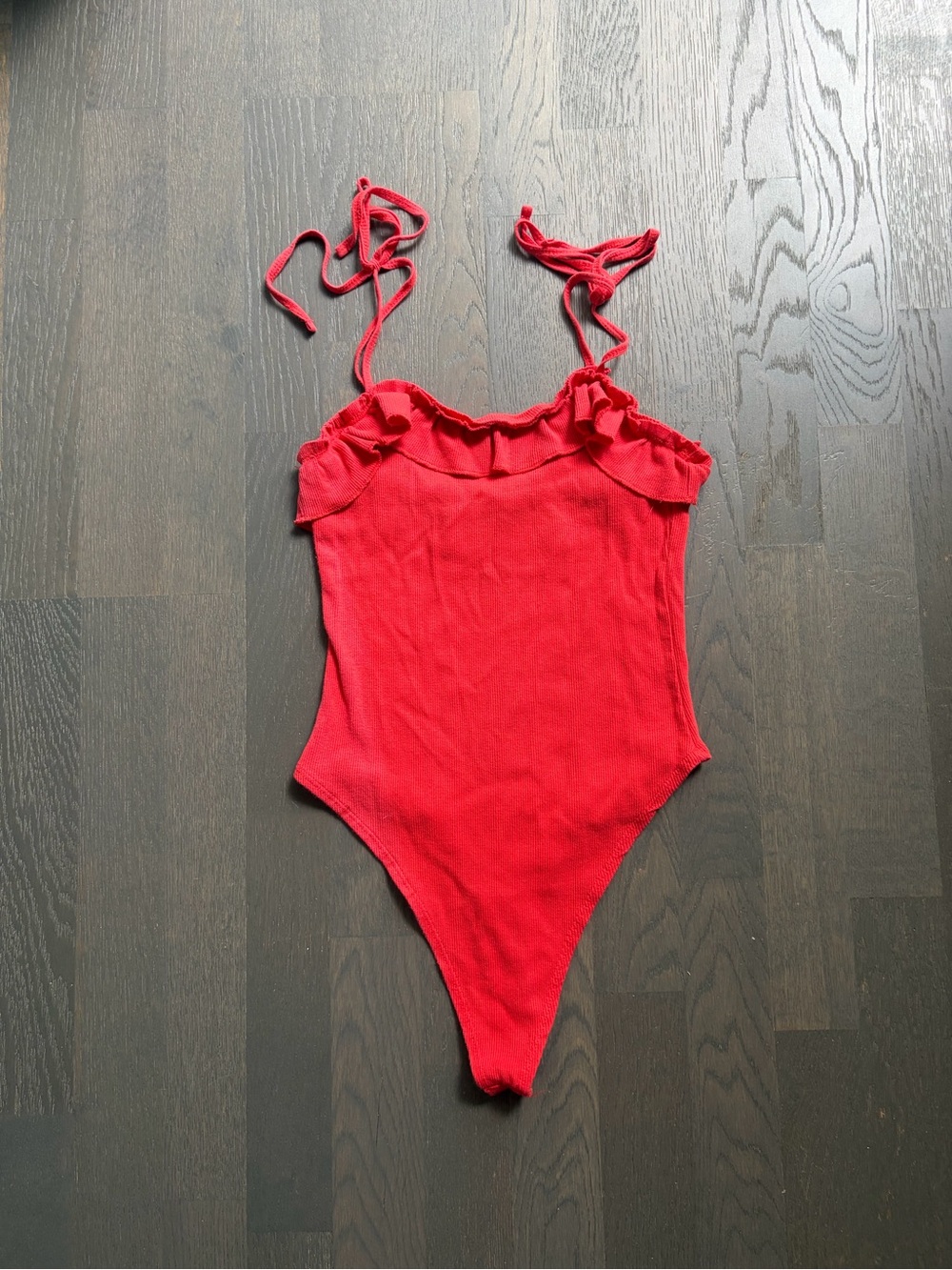 Billabong red ruffle one piece bodysuit teddy